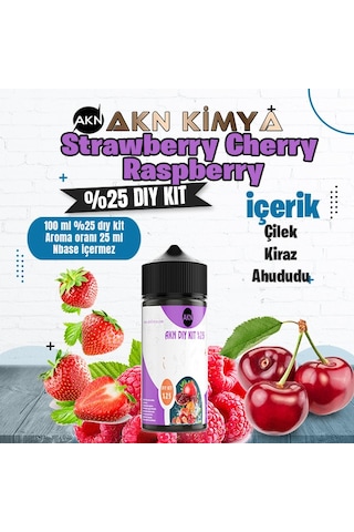 Strawberry Cherry Raspberry Yoğun Dıy Kit Çilek Kiraz Ahududu Gıda Aroması %25 Oranda Aroma İçerir Hazır Değildir 100 Ml