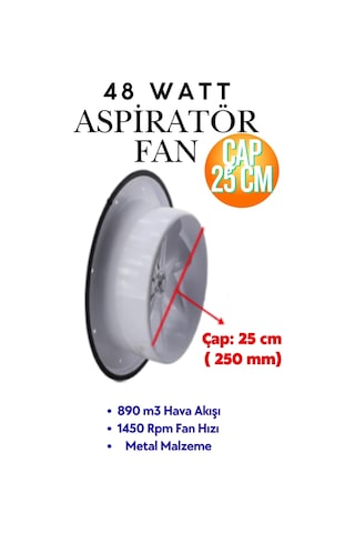 Havalandırma Aspiratörü Kapaklı Vantilatör 250 Mm - Banyo, Wc Ve İşyeri Fanı Metal Gövde 250 Mm Kapaklı Havalandırma Aspiratörü 25 Cm Fan Aspratör Beyaz