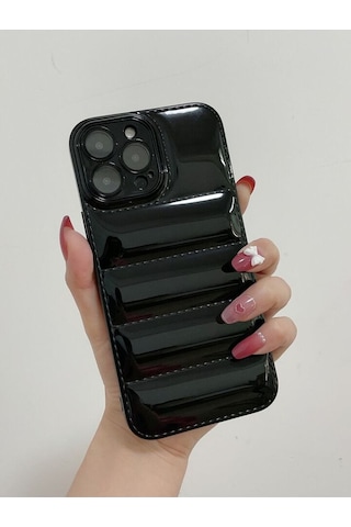 Pointtech Apple Uyumlu iPhone 13 Puffer Silikon Kılıf Kamera Koruma Lens Korumalı Parlak Telefon Kılıfı