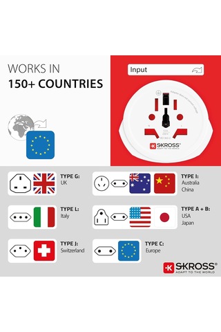 Lexroo Seyahat Adaptörü,world To Europe,beyaz