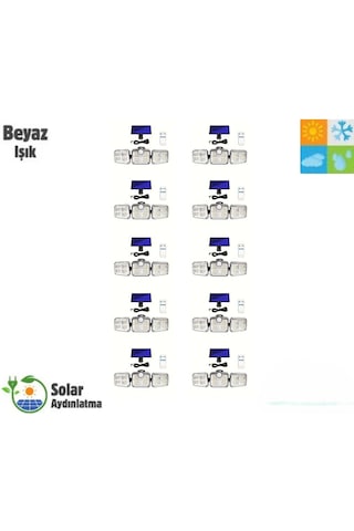 Mrs Solar Hb-300 Model 10'lu Paket 122 Ledli Solar Güneş Enerjili
