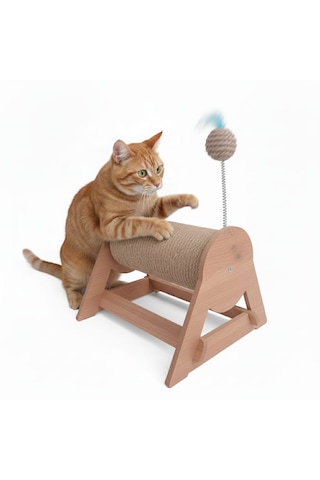 Kedi Tırmalama Tahtası - Yatay & Dönebilen - Yaylı Top Eklenmiştir - 29cm