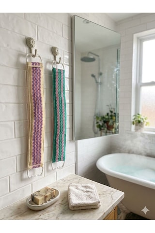Uzun Banyo Lifi Plastik Saplı Lif Sırt Lifi 2 Adet Duş