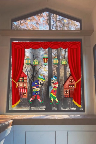 Hacivat Ve Karagöz Sahne Gösterisi Ramazan Sticker Seti Çok Renkli