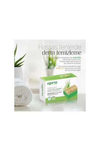 Agarta Doğal Kabak Lifli El Yapımı Aloe Vera Sabunu Arındırıcı Etkili 125 GR