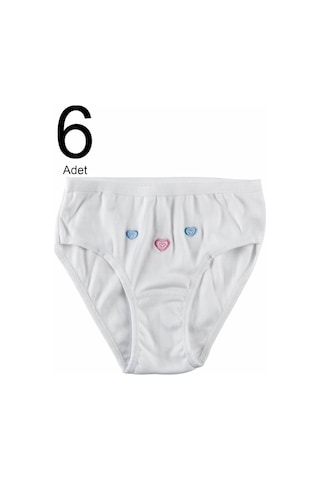 Tutku Kız Çocuk Beyaz 6'lı Paket Külot ELF568TUT08216 Beyaz
