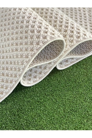 Woolen Tual Anti Alerjik Bukle Halı 8403 Krem Renkli