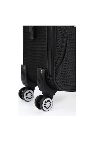 Oleets 8 Tekerli Su Geçirmez Kumaş Orta Boy Valiz Siyah