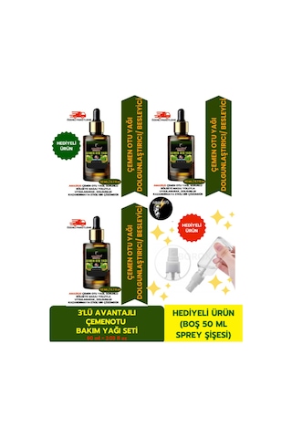 Amazeus Çemen Otu Yağı 3'lü %100 Saf Ve Doğal Dolgunlaştırıcı Etki 3x20 Ml / 2.03 Fl Oz Avantajlı Ürün