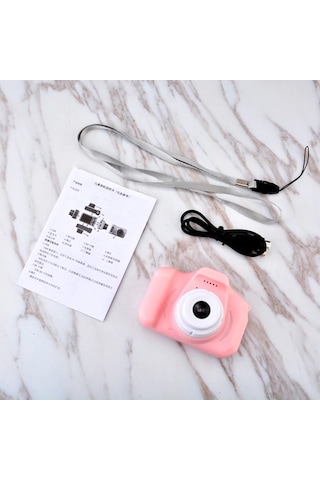 Vkemall 3 Yaş Ve Üstü Çocuklar İçin Pembe Mini Dijital Kamera - 720p Video, Fotoğraf Çekimi Ve Sticker Özellikli