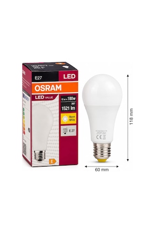 Osram Led Value Classic A100 E27 Led Ampul 13w 1521 Lümen 100w Eşdeğeri Uzun Ömürlü Enerji Tasarruflu Ampul 10'lu Diğer