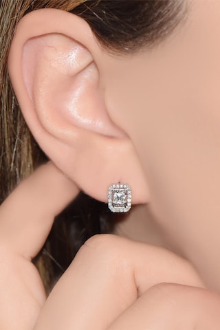 Modern Tasarım 0.18 Ct Baget Kare Tektaş  Küpe