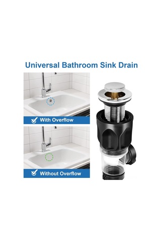 Yuntech01 Rv Lavabo Su Çıkışı Seti - Esnek Genişletilebilir P Şekilli Tüp, Tıkanıklık Önleyici Tampon, 1-1/4" Ve 1-1/2" Delikler İçin, Koku Engelleme Tasarımı Siyah