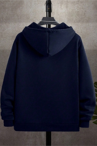 Cool Tarz Unisex Relax Fit Rahat Kesim Pamuklu İçi Polarlı Çift Cepli Fermuarlı Lacivert Kapüşonlu Sweatshirt Lacivert Lacivert