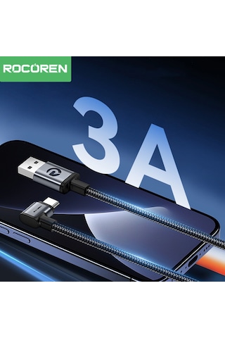 Rocoren Usb-a To Type-c 90 3a Hızlı Şarj Ve Data Kablosu 50 Cm