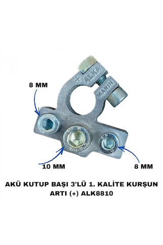 Akü Kutup Başı 3'lü 1. Kalite Kurşun + - Alk8810