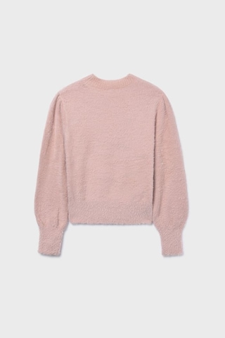 Kız Çocuk Balon Kol Yumuşak Dokulu Triko Kazak - Pudra Pembe Mavi