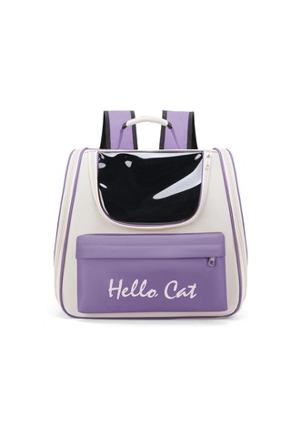 Hangfox 5021 Mor Renkli, Geniş Hacimli, Nefes Alıcı Materyalden Yapılmış, Taşınabilir Dikdörtgen Formlu Kedi Sirt Çantası - Dışarı Çıkışlar İçin Pratik Ve Konforlu