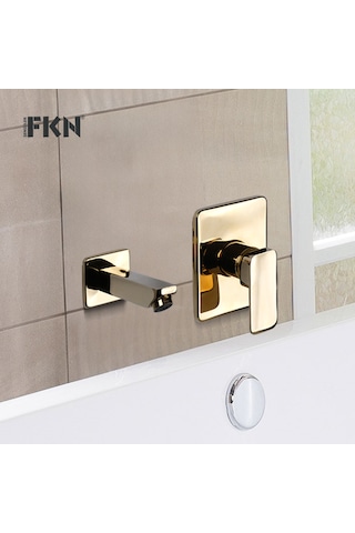 Fkn Ankastre Kare Altın Lavabo Bataryası Altın