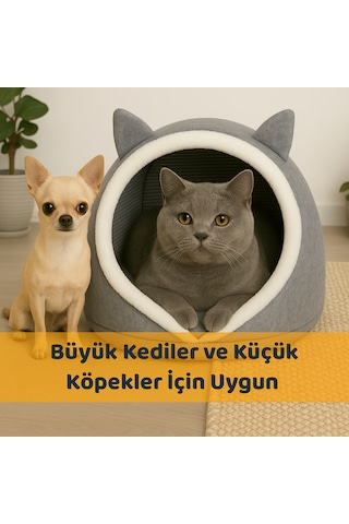 Beylini Katlanabilir Kedi Evi Keçe Pet Yatağı 40x35x34 CM