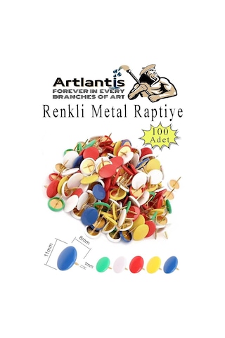 Renkli Raptiye 100 Adet 1 Paket Pvc Kaplı Başlıklı Raptiye Plastik Yuvarlak Düğmeli Raptiye Pano Okul Ofis Büro Ev