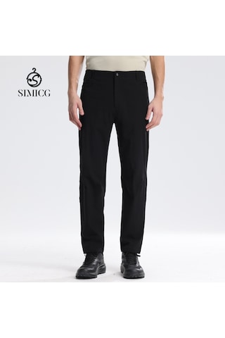 Yeni Nefes Alabilen, Çabuk Kuruyan, Düz Paça Erkek Pantolonu Siyah