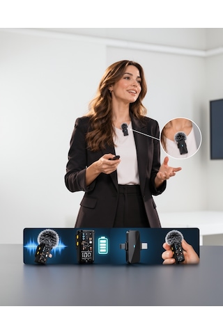 Kablosuz Yaka Mikrofonu 2.4g Dijital Ekranlı Se66mikrofon-1