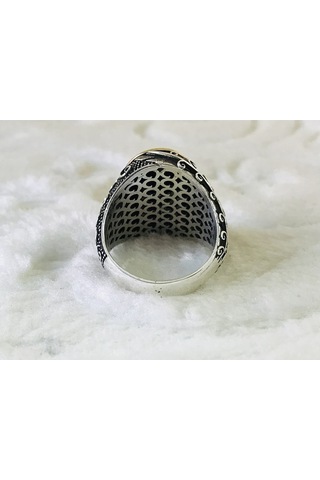 Siyah Taş Içinde Elif Harfi Yazılı 925 Ayar Erkek Gümüş Yüzük