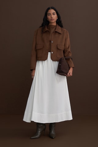 Vera Poplin Kloş Etek Beyaz