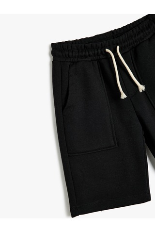 Koton Basic Şort Beli Bağlamalı Cepli Siyah 5skb40026tk Siyah