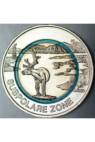Almanya 5 Euro 2020 F Hatıra-subpolar Zone-ren Geyiği. Şeffaf Mavi Halkalı. Çil.