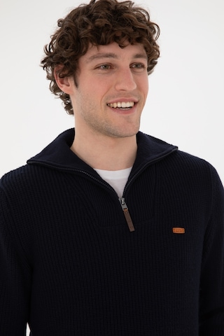 U.S. Polo Assn. Erkek Regular Fit Yarım Fermuarlı Lacivert Kazak 50297047-VR033