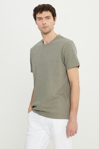 AC&Co / Altınyıldız Classics Erkek Hakı Pamuklu Slim Fit Dar Kesim Bisiklet Yaka Jakarlı Esnek Tişört Haki