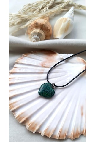 Kolye Gerdanlık Kalp Çakra Yoga Reiki Doğal Malaki Taşı Kadın