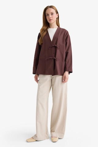 Defacto Regular Fit V Yaka Keten Karışımlı Kimono F7958ax25aubn328 Kahve