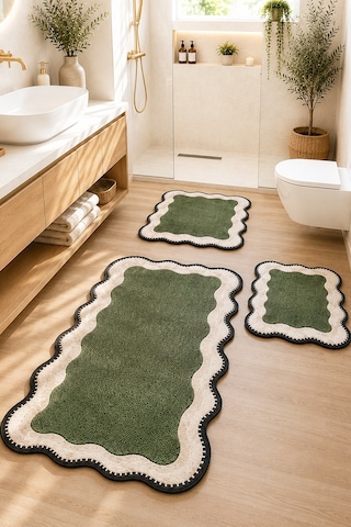 Nehogreen Shape 60x100 50x60 50x60 Kaydırmaz Tabanlı 3'lü Banyo Paspas Seti Takımı 3lü Shape