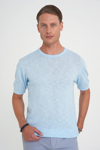 Efor Comfort Fit Bisiklet Yaka Kısa Kol Spor Mavi Triko Tr 881 Mavi