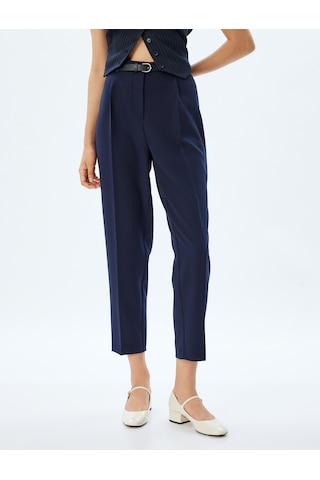Koton Kısa Paça Cigarette Pantolon Yüksek Bel Slim Fit Lacivert 5wak40104uw Lacivert