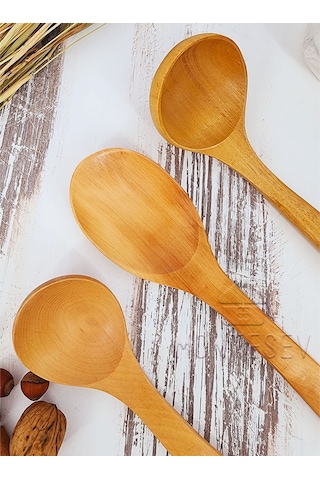 Ahşap Tahta Mutfak Kaşık Seti 3 Parça Kayın, Şimşir Ağacı 3-1