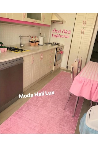 STY Home Pembe Kaymaz Taban Halı Kilim Yolluk Düz Pembe