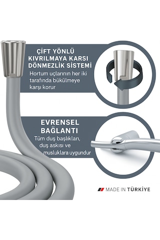 Dayanıklı Gri Silikon Duş Hortumu Kırılma Karşıtı, Esnek, Sızdı