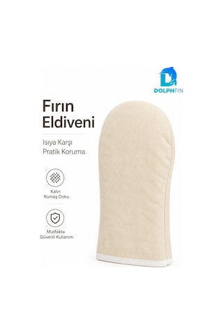 Fırın Eldiveni Bej Kalın Kumaş Isı Koruyucu Mutfak Eldiveni