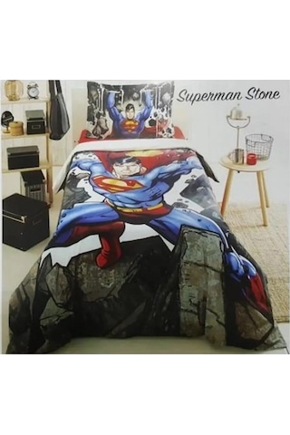 Özdilek Tek Kişilik Lisanslı Nevresim Takımı Superman Stone Mavi