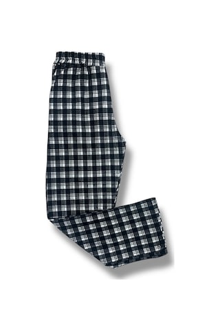 Cepli Ipeksi Dokulu Süet Pijama Alt Unisex Siyah Beyaz