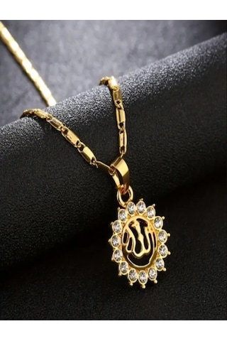 Aydagan Paslanmaz Çelik Kolye Arapça Allah Kolye Altın
