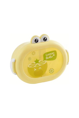 Karikatür Öğle Yemeği Kutusu, Okulda Gençler Ve Çocuklar İçin Taşınabilir 2 Bölmeli Saklama Kabı Sarı