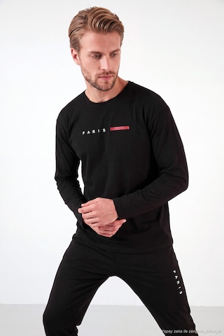 Buratti Baskılı Pamuklu Uzun Kollu Pijama Takımı Erkek Pijama Takımı 6575006 Siyah