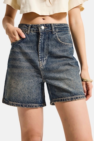 Itsbasic Kadın Koyu Tint Diana 2s6 Mom Fit Midi Boy Denim Şort K.tint