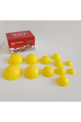 Yuntech01 12'li Silikon Vakum Çekim Karpuzu Seti - Esnek, Sağlıklı Masaj Ve Fitness İçin Taşınabilir Hijyenik Aletler Sarı Çok Renkli