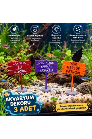 Akvaryum Dekoru - Tabela - Akvaryum Dekor - 3 Adet - Salınım Yapmaz - Balıklar İçin Güvenli - V3
